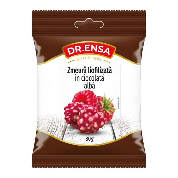 Zmeură liofilizată în ciocolată albă 80g Dr. Ensa